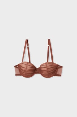 Soutien-gorge balconnet coques fines en tulle;${refinementColor}