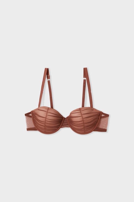 Soutien-gorge balconnet coques fines en tulle;${refinementColor}