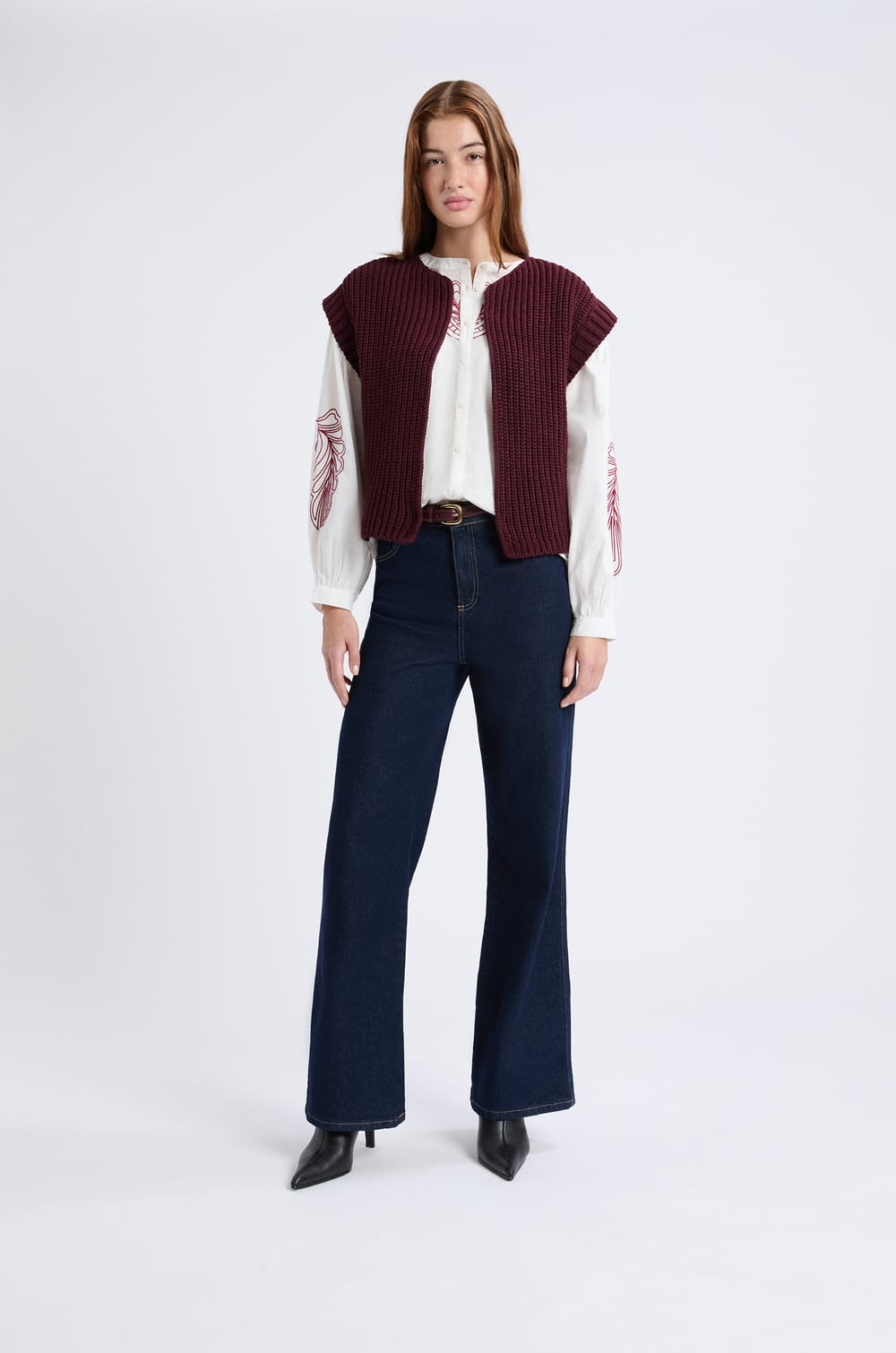 Gilet sans manches grosse maille;${refinementColor}