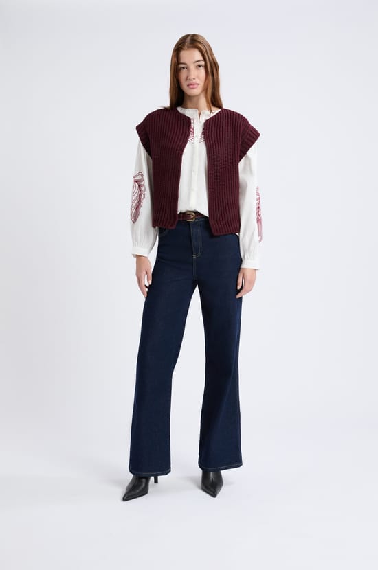 Gilet sans manches grosse maille;${refinementColor}