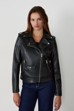 Veste courte en simili cuir;${refinementColor}