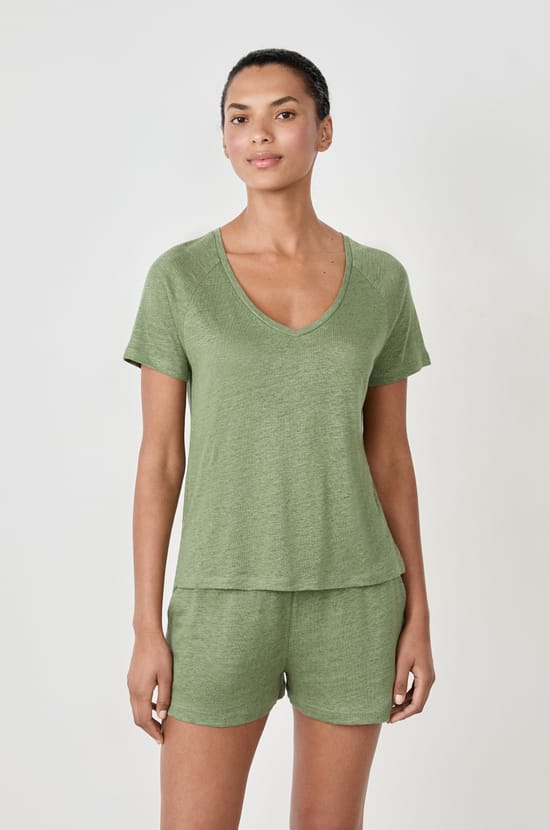 T-shirt de pyjama manches courtes 100% lin;${refinementColor}