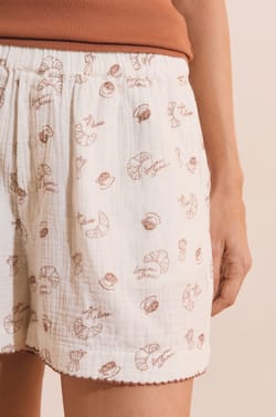 Katoenen shorts met croissant-motief;${refinementColor}