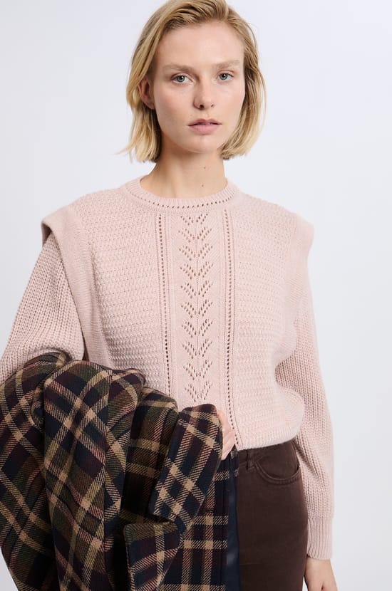 Pull à épaulettes avec laine;${refinementColor}