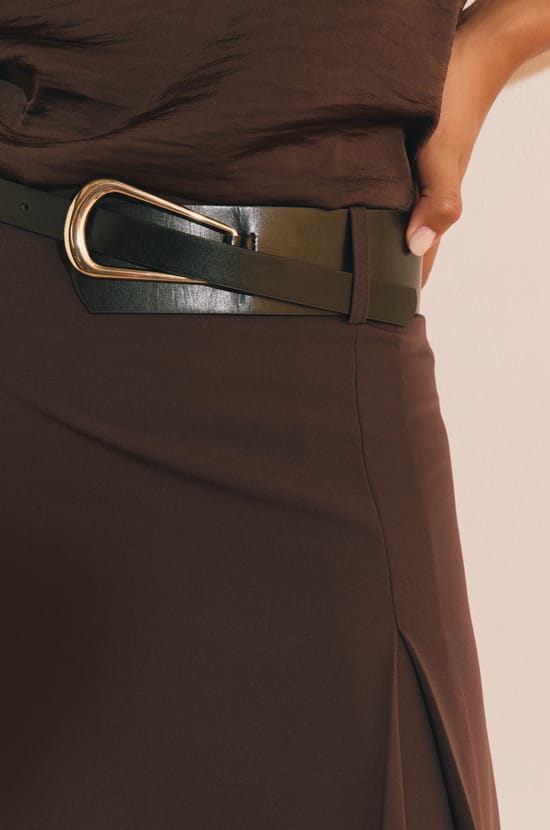 Jupe midi &agrave; pinces;${refinementColor}