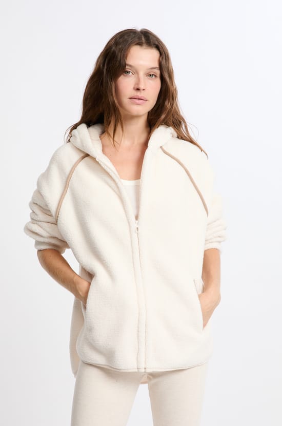 Veste à capuche effet polaire;${refinementColor}