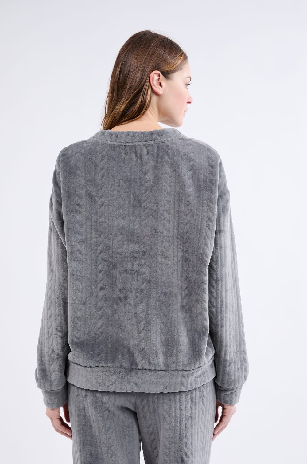 Sweatshirt de pyjama effet velours;${refinementColor}