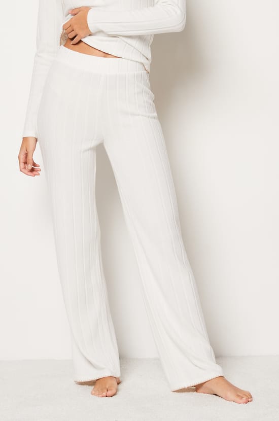 Pantalon de pyjama côtelé droit;${refinementColor}