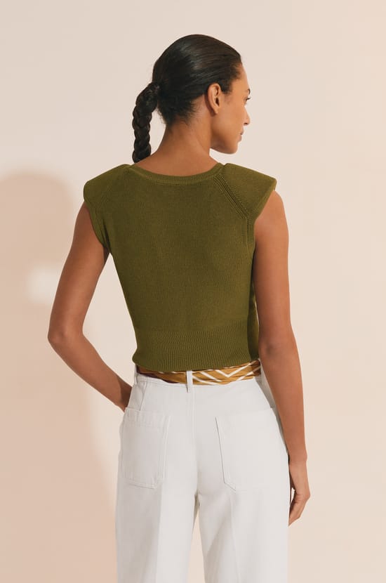 Pull sans manches en maille fine;${refinementColor}