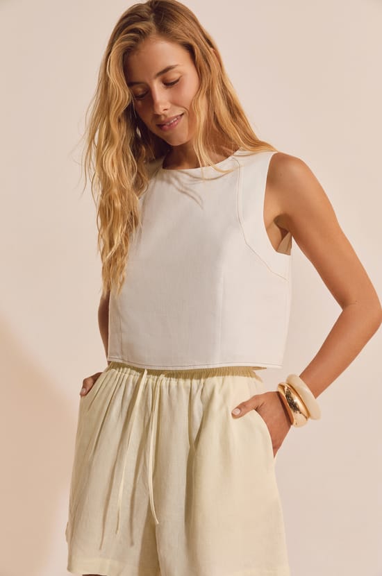 Top sans manches avec lin;${refinementColor}