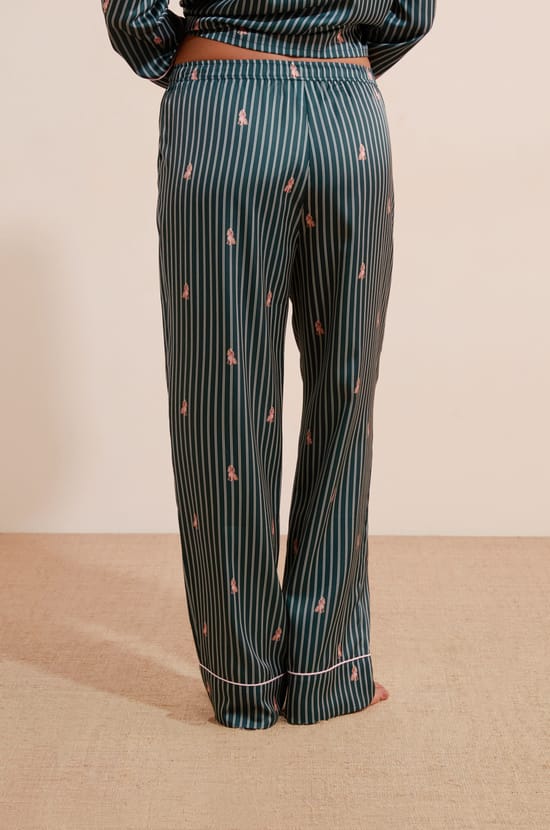 Pantalon de pyjama &agrave; rayures &agrave; motifs chiens;${refinementColor}