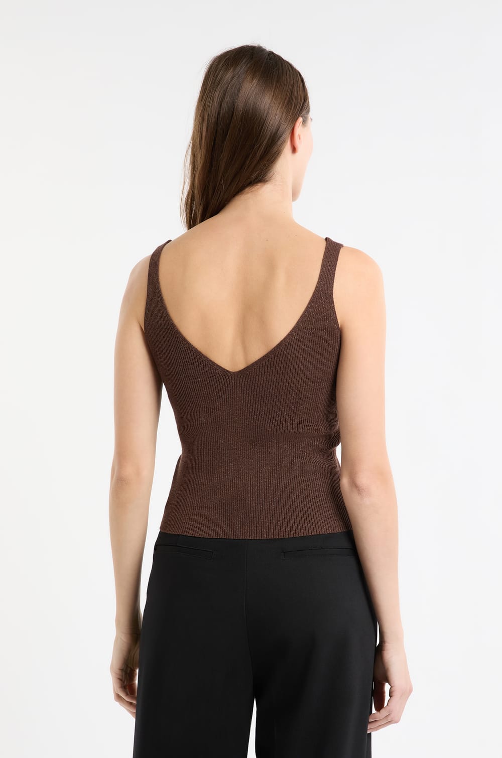 Iridescent Ribbed Tank Top;${refinementColor}