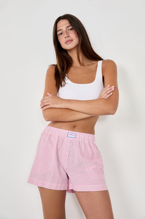 Striped pyjama shorts;${refinementColor}
