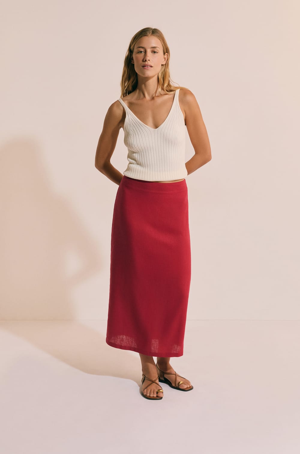 Jupe longue avec lin;${refinementColor}