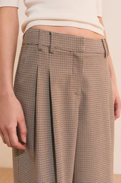 Pantalon droit &agrave; carreaux;${refinementColor}