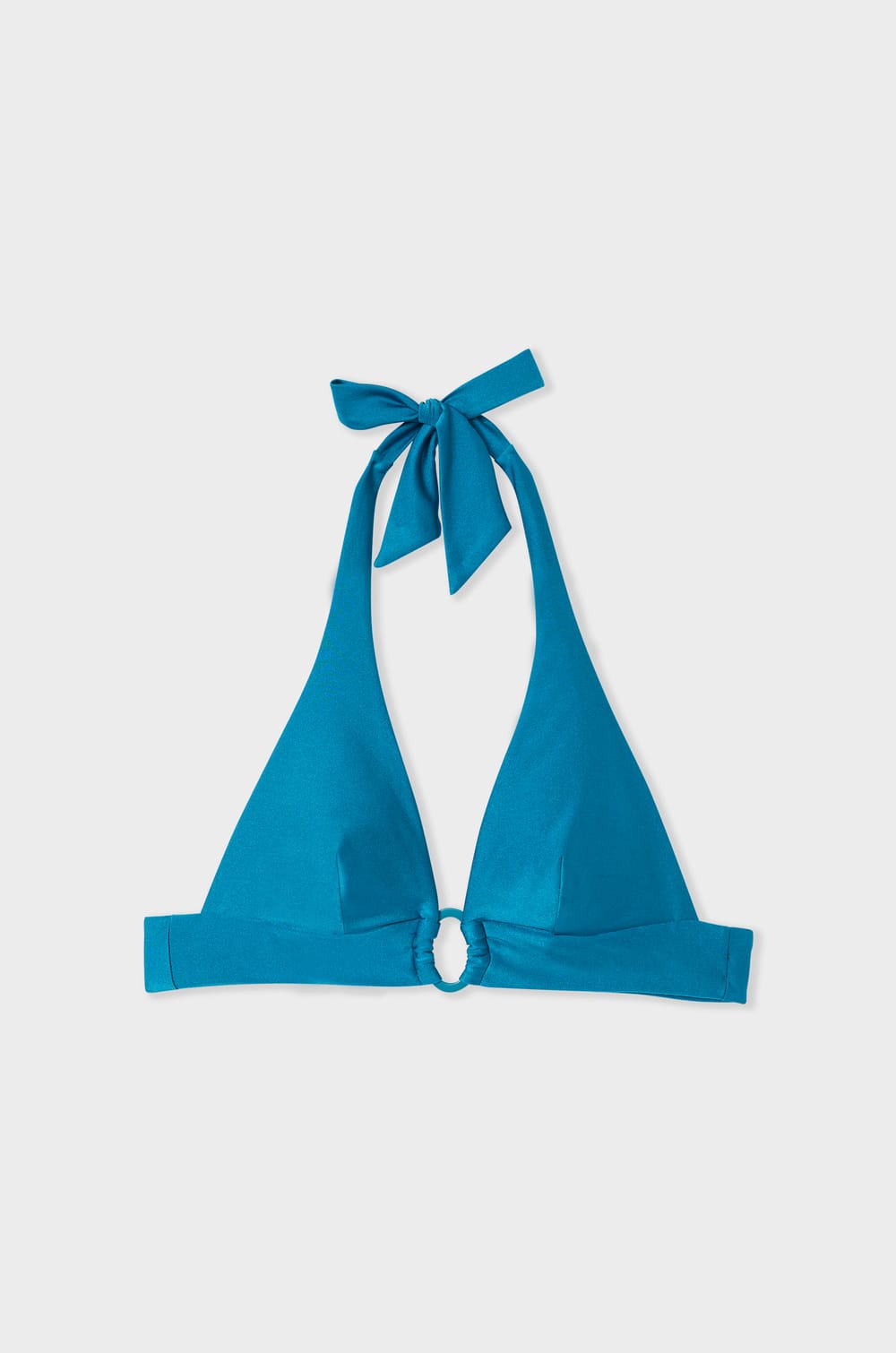 Triangle bikini top with ring detail;${refinementColor}
