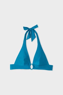 Triangle bikini top with ring detail;${refinementColor}