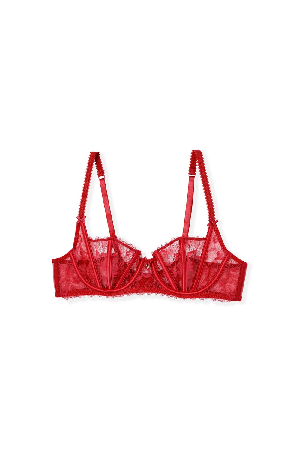 Lace and satin balconette bra;${refinementColor}