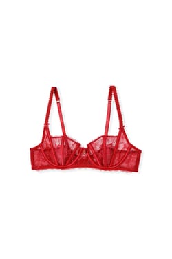 Lace and satin balconette bra;${refinementColor}