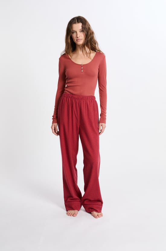 Pantalon de pyjama à carreaux en coton;${refinementColor}