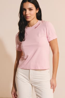 T-shirt manches courtes en coton avec &eacute;criture;${refinementColor}