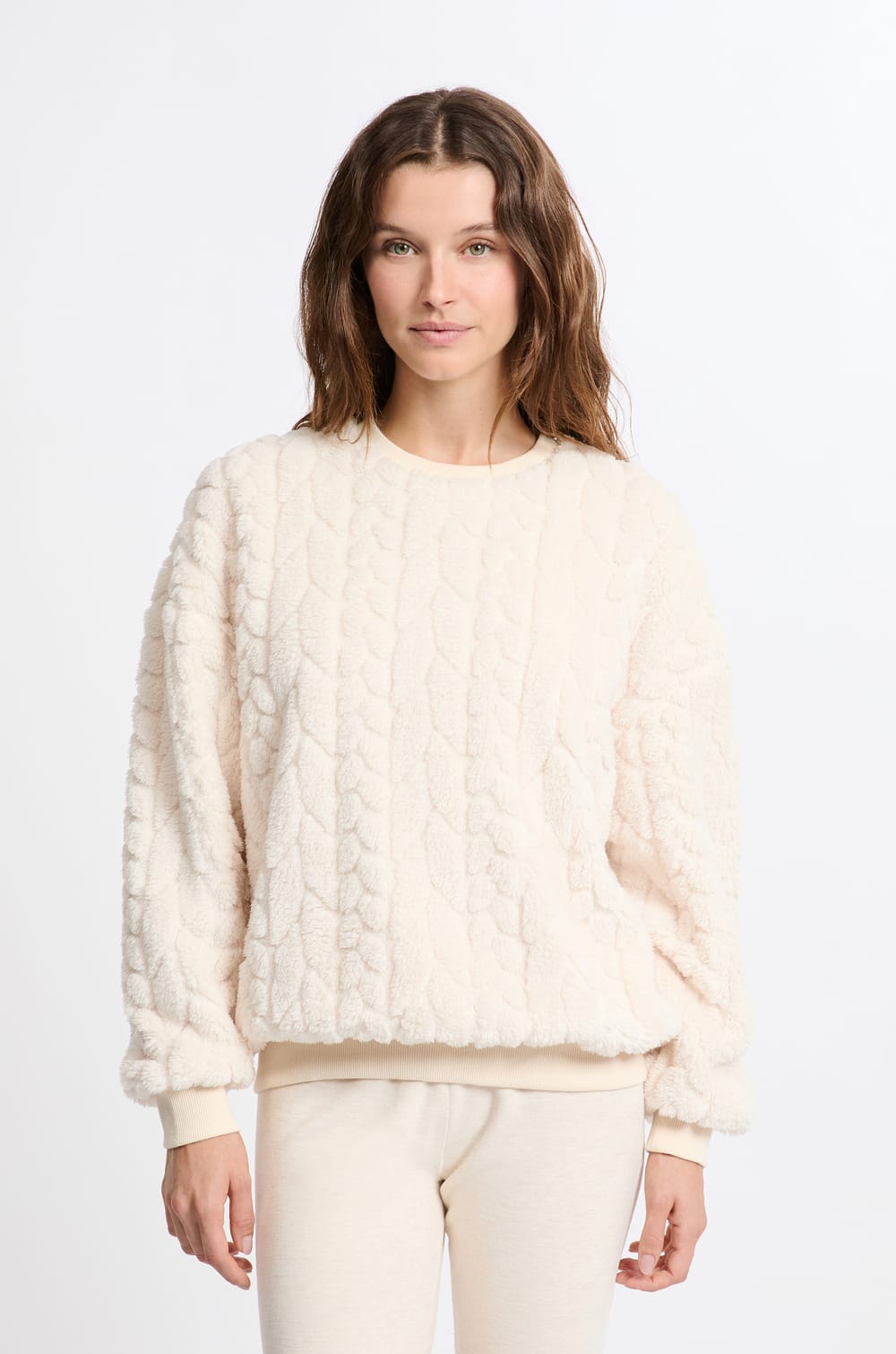 Fleece-Effect Sweatshirt;${refinementColor}