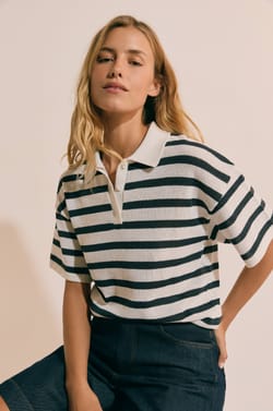 T-shirt manches courtes &agrave; rayures;${refinementColor}