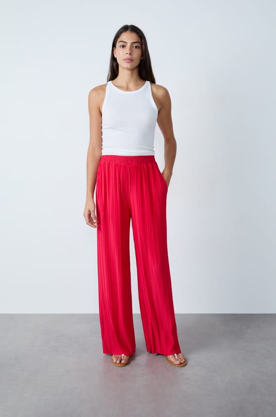 Pantalon fluide plissé;${refinementColor}