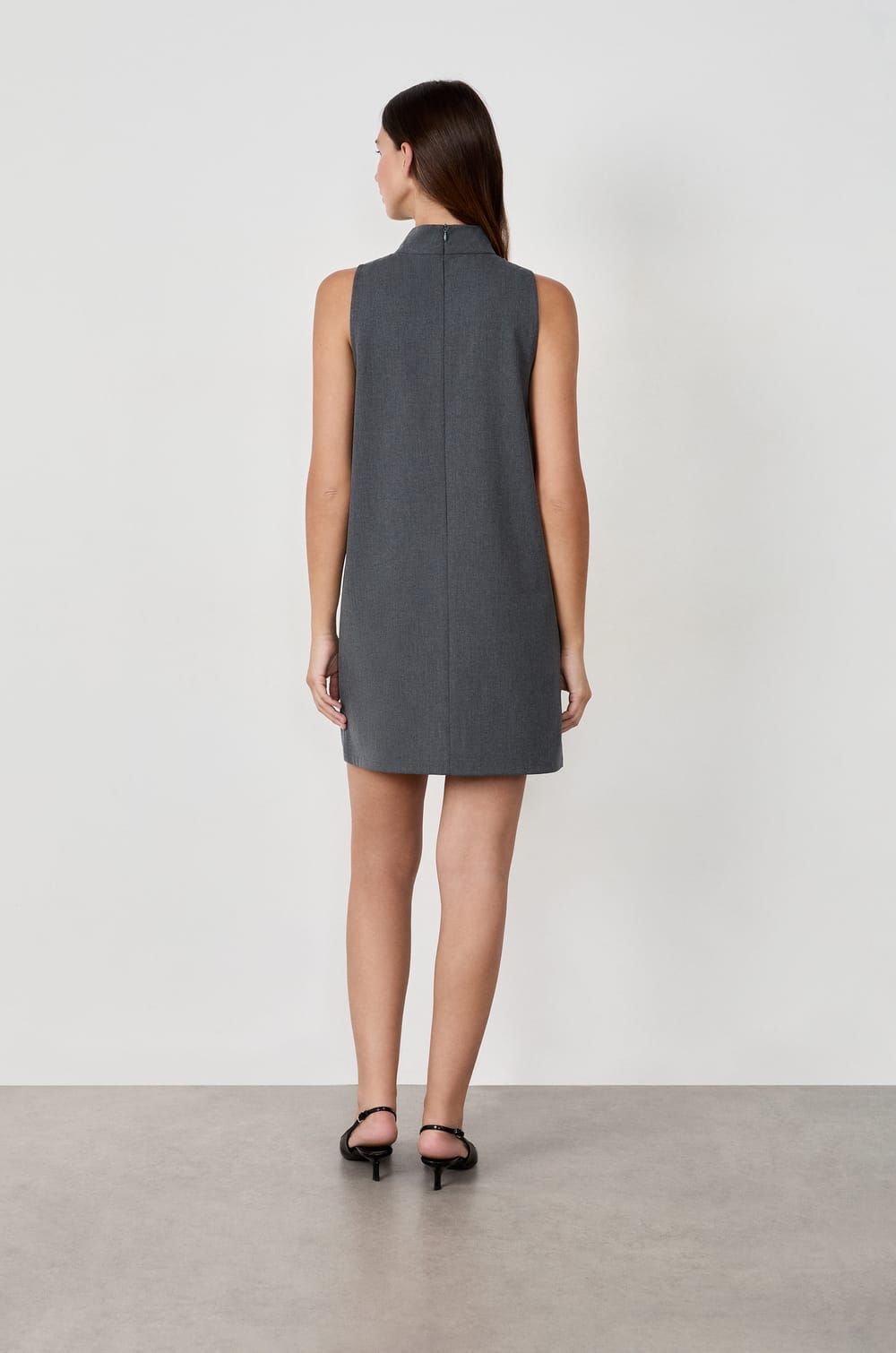 High Neck Straight Dress;${refinementColor}