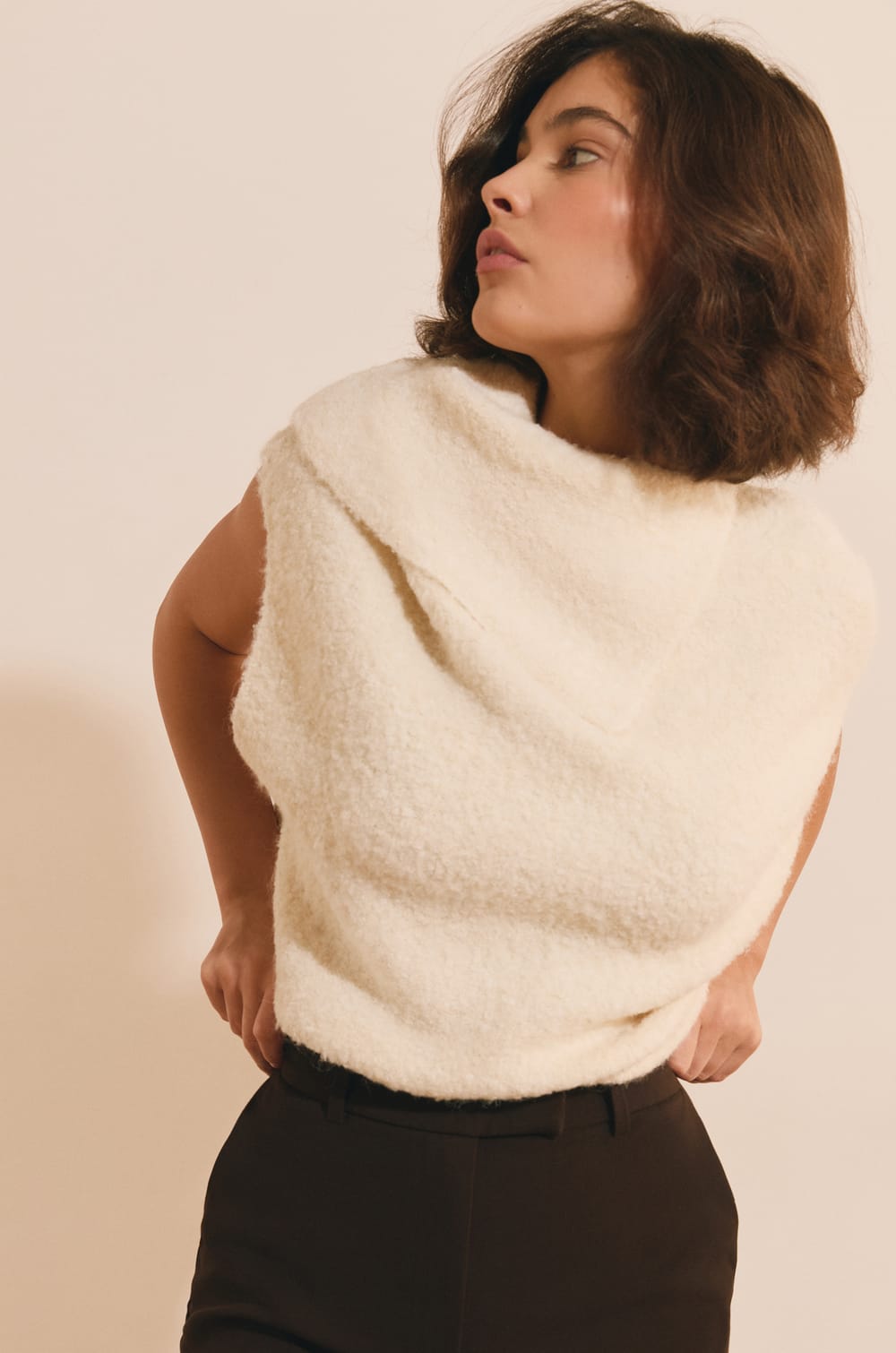 Top &agrave; col foulard avec laine;${refinementColor}