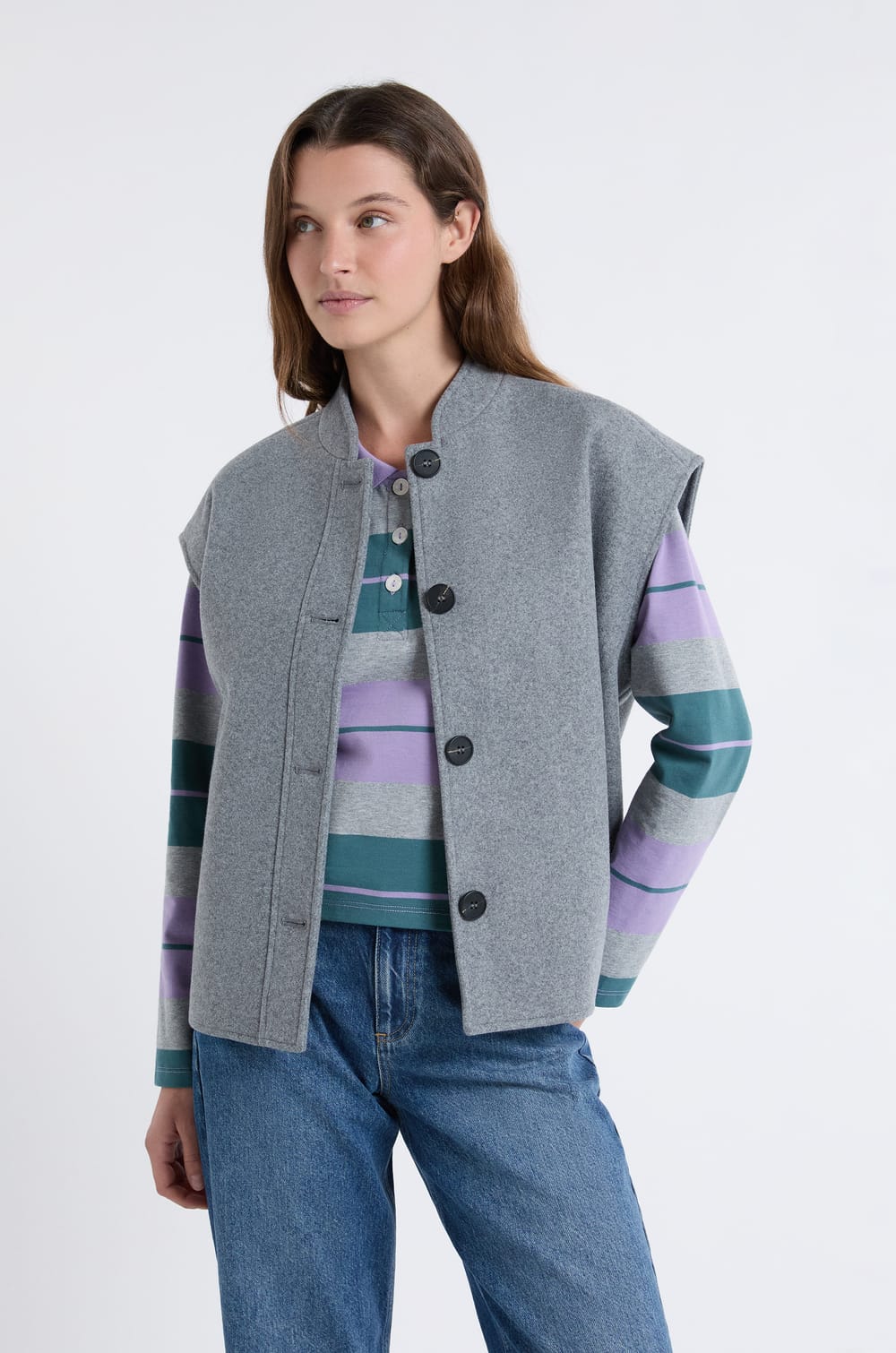 Veste sans manches avec laine;${refinementColor}