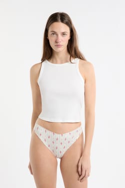 Tanga en microfibre sans couture &agrave; motifs;${refinementColor}