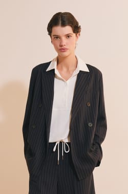 Veste blazer &agrave; rayures;${refinementColor}