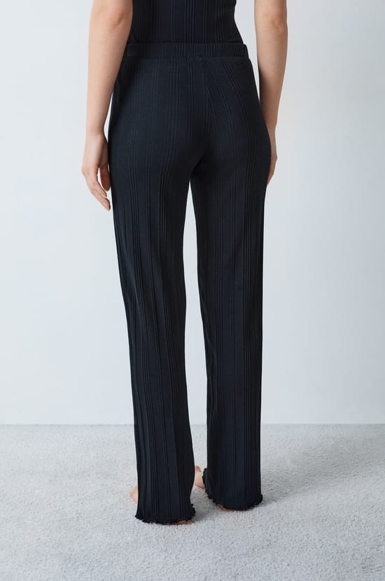 Ribbed Richelieu Pyjama Trousers;${refinementColor}