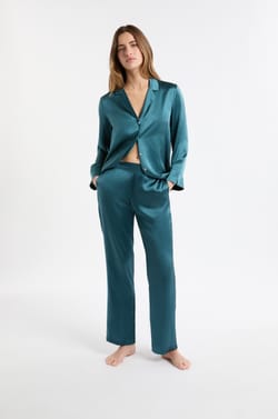Pantalon de pyjama en soie;${refinementColor}