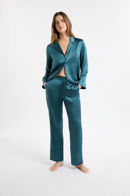 Pantalon de pyjama en soie;${refinementColor}