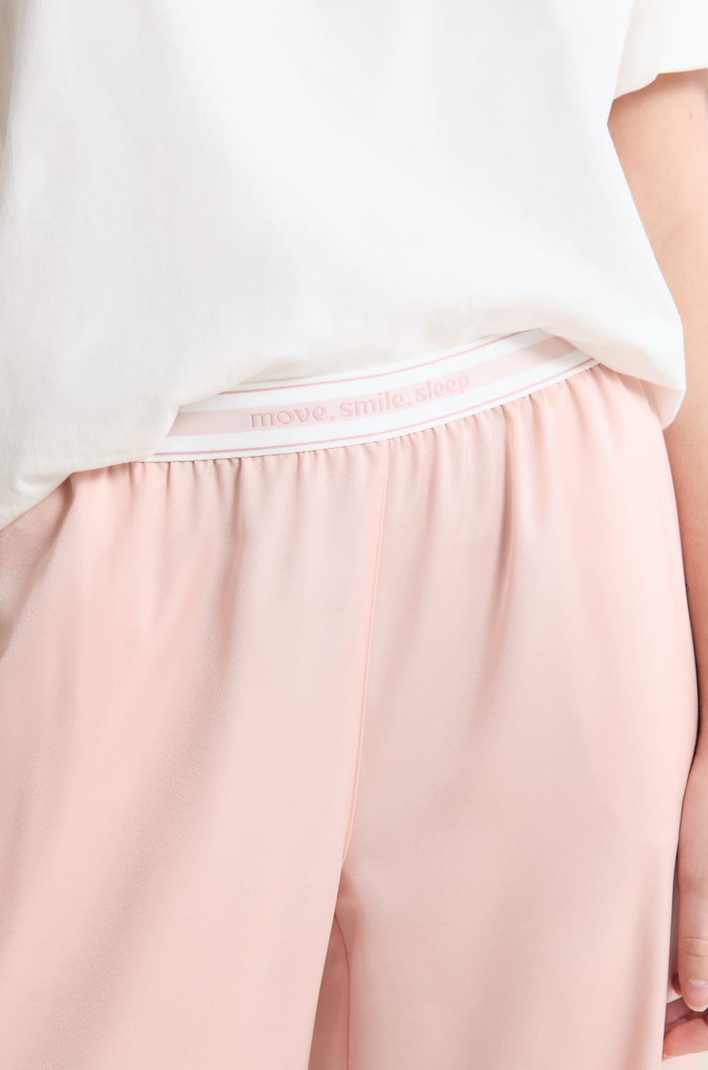 Pantalon de pyjama taille &eacute;lastique "move, smile, sleep";${refinementColor}