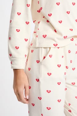 2-Piece Pajama Set With Heart Print Velvet Effect;${refinementColor}