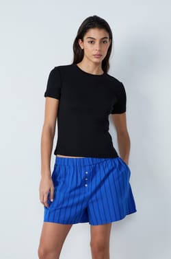 Short-sleeved ribbed cotton T-shirt;${refinementColor}