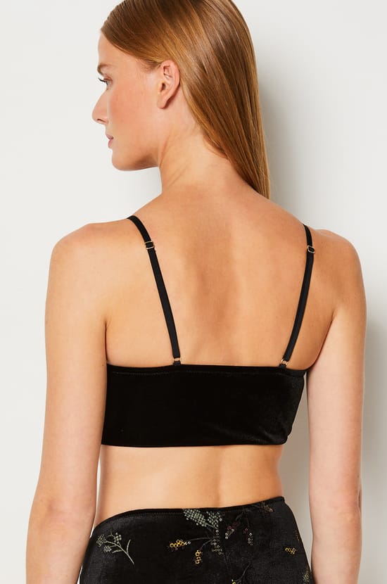 Brassière sans armatures en velours brodé;${refinementColor}