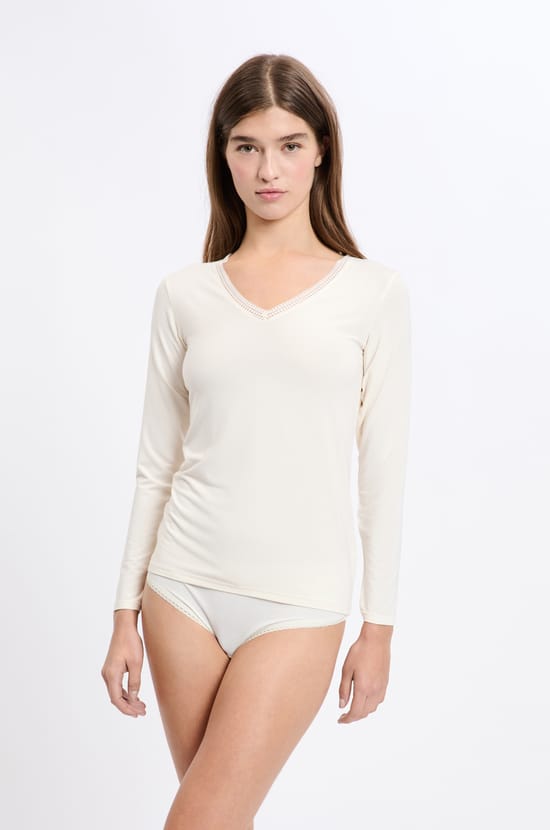 Long Sleeve Thermal Knit T-Shirt;${refinementColor}