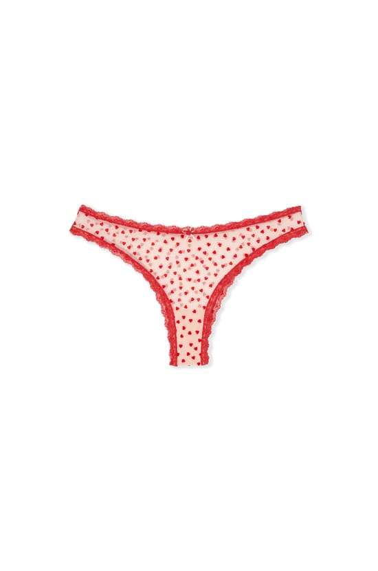 Tanga en tulle &agrave; motifs c&oelig;urs;${refinementColor}
