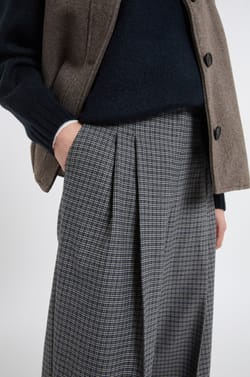 Wide-Leg Checked Trousers;${refinementColor}