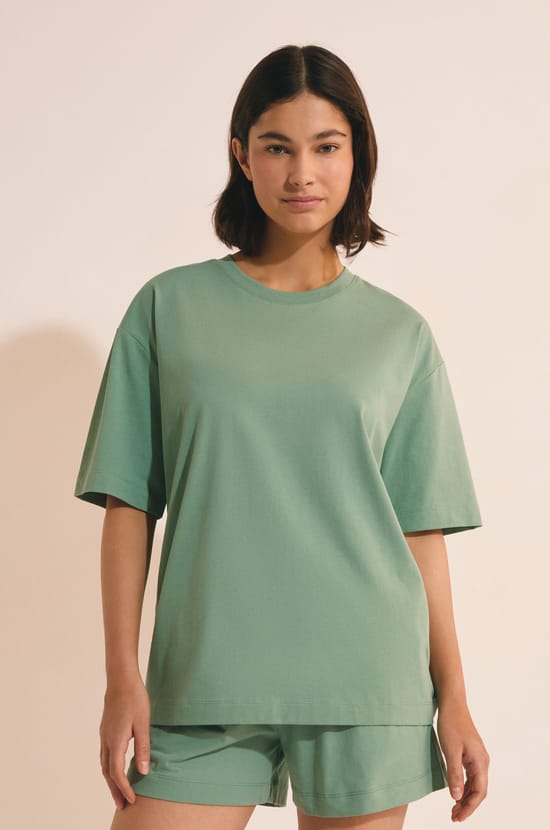 Camiseta de pijama de algod&oacute;n de manga corta;${refinementColor}