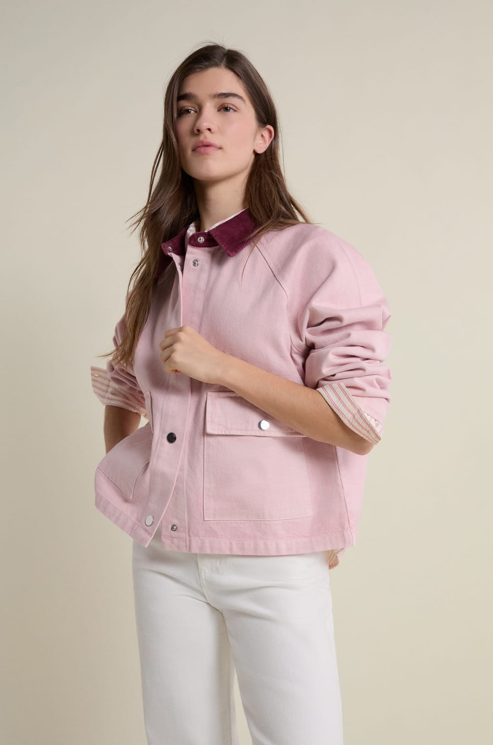 Short Velvet Collar Jacket;${refinementColor}