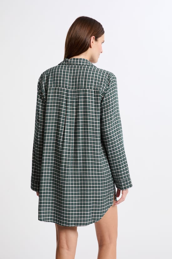 Robe chemise de nuit à carreaux;${refinementColor}