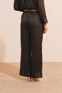 Pantalon de pyjama satin&eacute; &agrave; motifs;${refinementColor}