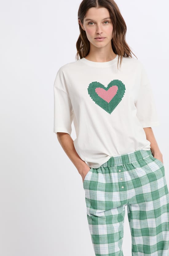 T-shirt de pyjama manches courtes en coton;${refinementColor}