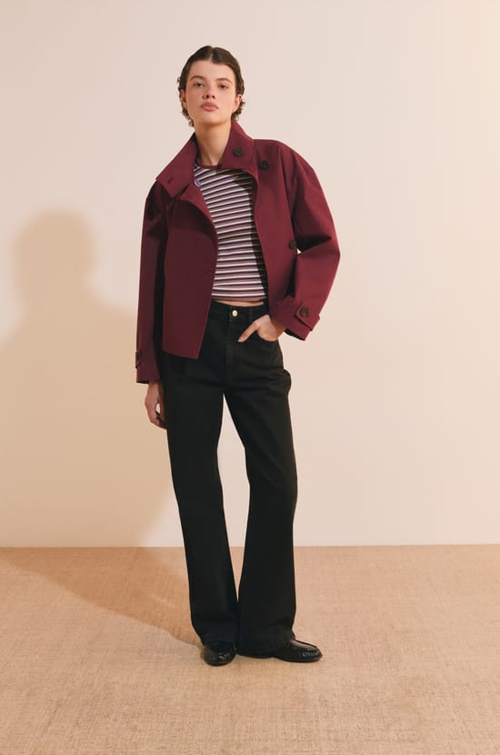 Trench court &agrave; col montant avec coton;${refinementColor}