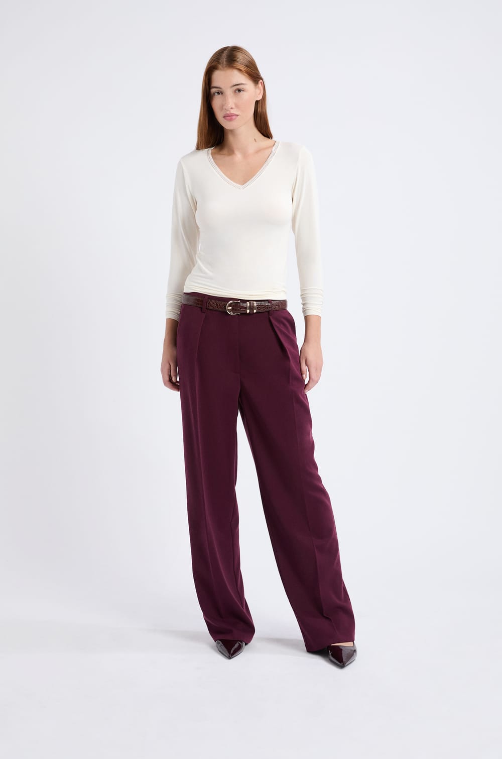 Long Sleeve Thermal Knit T-Shirt;${refinementColor}